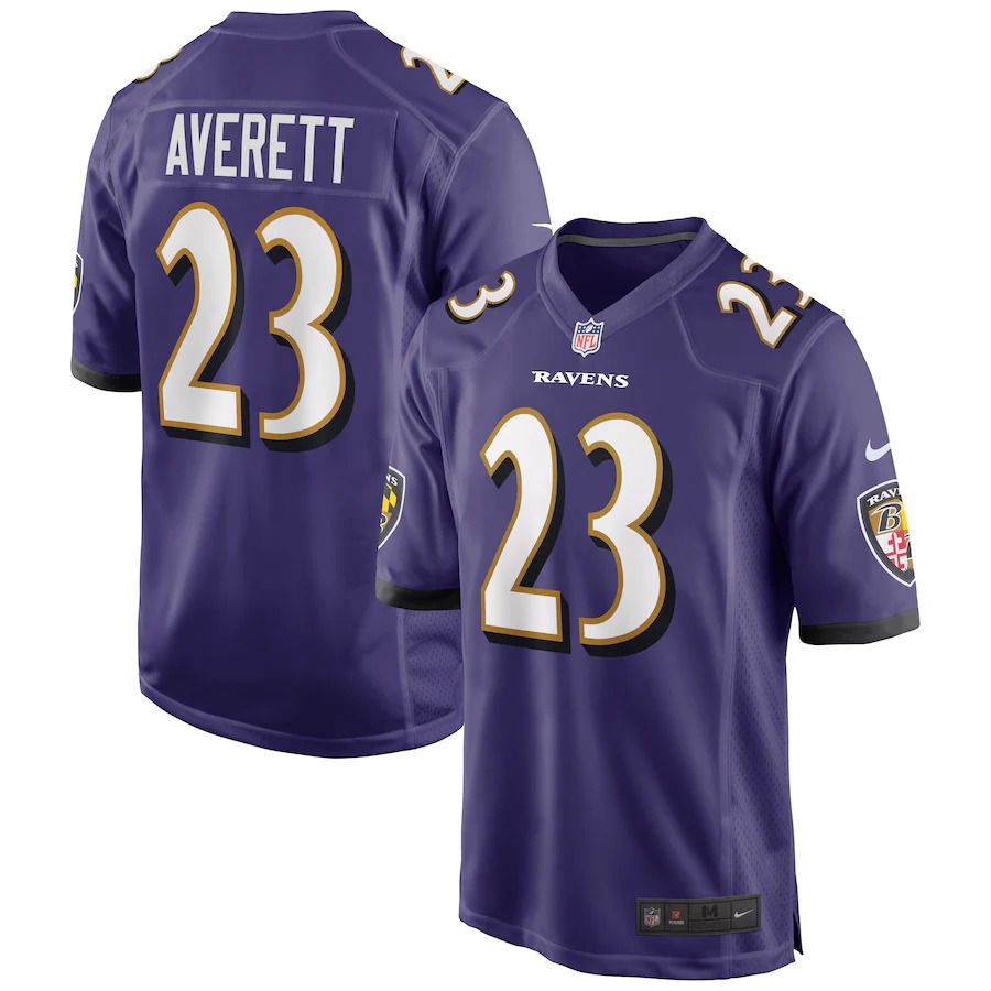 Men Baltimore Ravens 23 Anthony Averett Nike Purple Game NFL Jersey